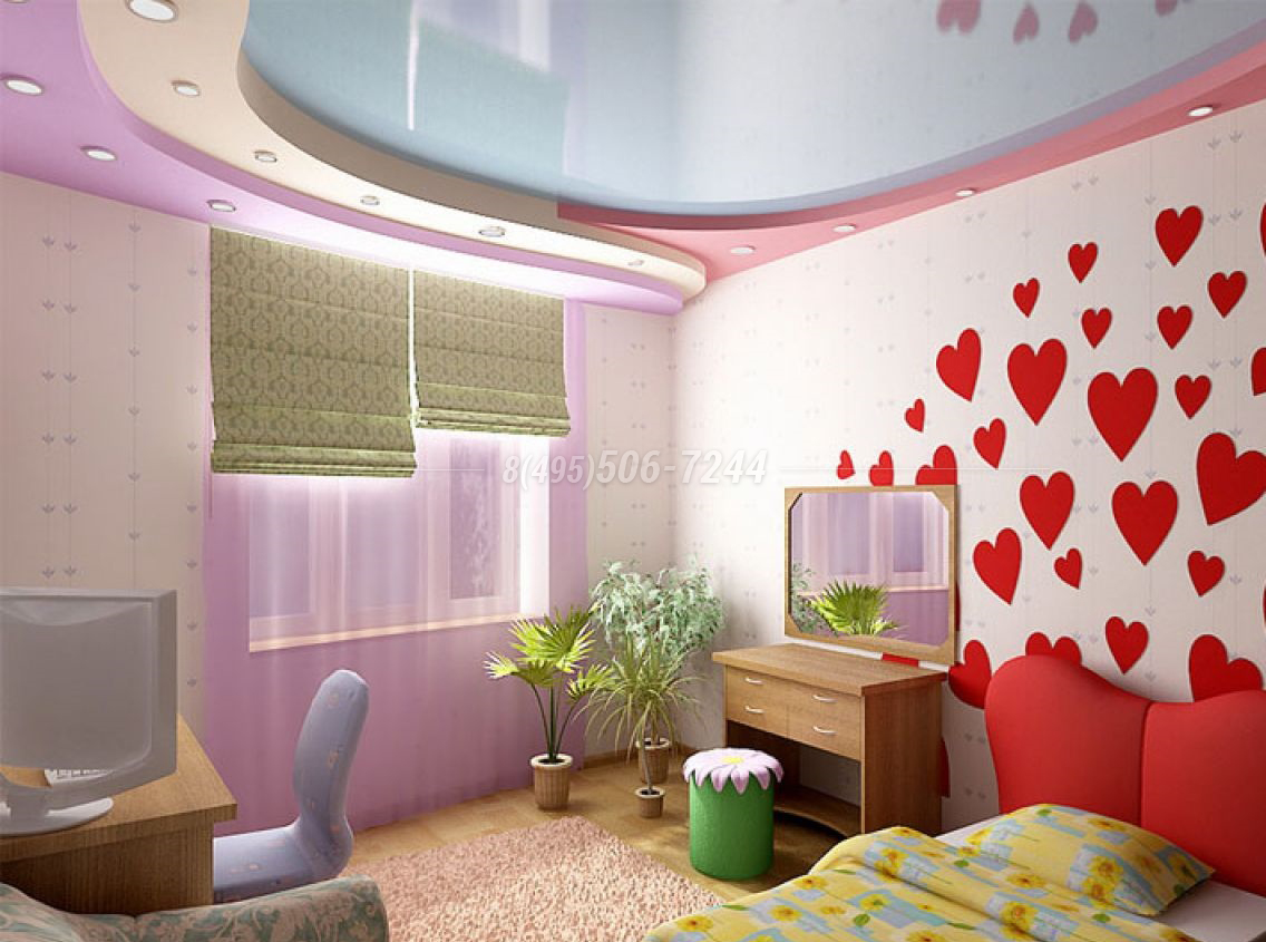 Потолок в детскую комнату девочке - 72 фото